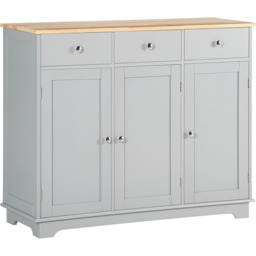 HOMCOM 3 Door 3 Drawer Grey Sideboard - Size: 114 x 19 x 48cm - Wilko - thumbnail 3