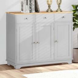 HOMCOM 3 Door 3 Drawer Grey Sideboard - Size: 114 x 19 x 48cm - Wilko - thumbnail 1