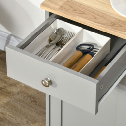 HOMCOM 3 Door 3 Drawer Grey Sideboard - Size: 114 x 19 x 48cm - Wilko - thumbnail 4