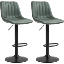 HOMCOM Green Metal Frame Microfibre Retro Tub Bar Stool with Footrest Set of 2 - Wilko - thumbnail 3