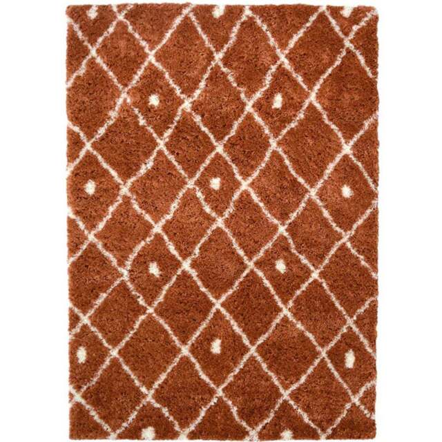 Homemaker Terracotta Snug Nomadic Shaggy Rug 160 x 230cm - Orange - Wilko - image 1