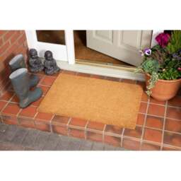 Eselle Astley Plain Natural Coir Door Mat 60 x 90cm - Size: 60 x 90 x 1.5cm - Brown - Wilko - thumbnail 3