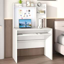 Costway Computer Desk with Magnetic Bulletin Board White - Size: 89 x 50 x 138cm - Wilko - thumbnail 1