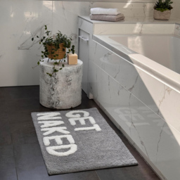Mooky Mats Grey and White Get Naked Slogan Bath Mat 50 x 80cm - Wilko - thumbnail 3