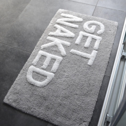 Mooky Mats Grey and White Get Naked Slogan Bath Mat 50 x 80cm - Wilko - thumbnail 4