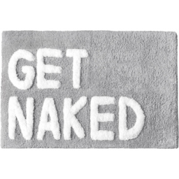 Mooky Mats Grey and White Get Naked Slogan Bath Mat 50 x 80cm - Wilko
