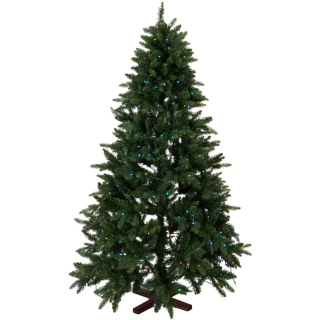 Living and Home RGB Pre-Lit Artificial Christmas Tree Lights with Wood Stand 4ft 1.2m - Green - Wilko - image 1