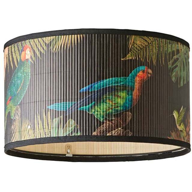 ValueLights Daintree Monochrome Jungle Bamboo Medium Drum Ceiling Lamp Shade - Size: 20 x 35 x 35cm - Cream - Wilko - image 1