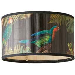 ValueLights Daintree Monochrome Jungle Bamboo Medium Drum Ceiling Lamp Shade - Size: 20 x 35 x 35cm - Cream - Wilko - thumbnail 1