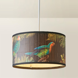ValueLights Daintree Monochrome Jungle Bamboo Medium Drum Ceiling Lamp Shade - Size: 20 x 35 x 35cm - Cream - Wilko - thumbnail 5