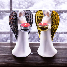 St Helens Silver Wings Standing Ceramic Angel Tealight Holder - Size: 207 x 113 x 94cm - Wilko - thumbnail 5