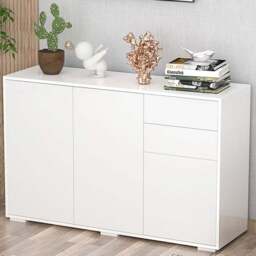 Portland 3 Door 2 Drawer White High Gloss Sideboard - Size: 117 x 36 x 74cm - Wilko - thumbnail 1