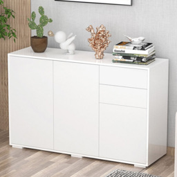 Portland 3 Door 2 Drawer White High Gloss Sideboard - Size: 117 x 36 x 74cm - Wilko - thumbnail 4
