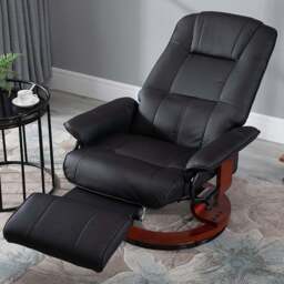 HOMCOM Black Faux Leather Upholstered Manual Recliner Armchair - Size: Single - Wilko