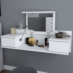 Decorotika Zenn 2 Drawer White Floating Vanity Table - Size: 38.9 x 100 x 33cm - Wilko