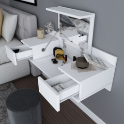 Decorotika Zenn 2 Drawer White Floating Vanity Table - Size: 38.9 x 100 x 33cm - Wilko - thumbnail 7