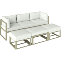 Outsunny 6 Seater Cream White Sectional Sofa Lounge Set - Wilko - thumbnail 3