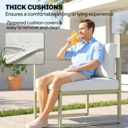 Outsunny 6 Seater Cream White Sectional Sofa Lounge Set - Wilko - thumbnail 7