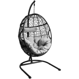 Costway Grey UV Resistant Egg Swing Chair with Stand - Size: 114 x 108 x 203cm - Wilko - thumbnail 3