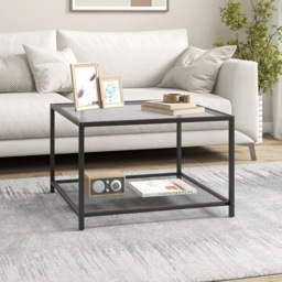 Costway 2 Tier Grey Square Glass Coffee Table - Size: 70 x 70 x 45cm - Wilko - thumbnail 5