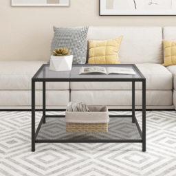 Costway 2 Tier Grey Square Glass Coffee Table - Size: 70 x 70 x 45cm - Wilko - thumbnail 4