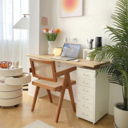 Living And Home Vertical File Cabinet with Wheels - Size: 41 x 28 x 68.5cm - White - Wilko - thumbnail 6