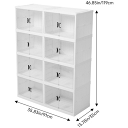 H&O Direct 4 Tier Transparent Wide Foldable Storage Box with Magnetic Door - Size: 119 x 91 x 35cm - White - Wilko - thumbnail 7