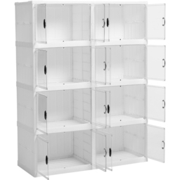 H&O Direct 4 Tier Transparent Wide Foldable Storage Box with Magnetic Door - Size: 119 x 91 x 35cm - White - Wilko - thumbnail 3