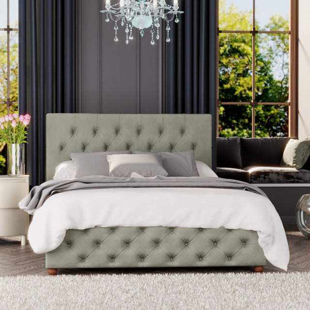 Laurence Llewelyn-Bowen Luna Single Duck Egg Plush Velvet Ottoman Bed - Green - Wilko - image 1