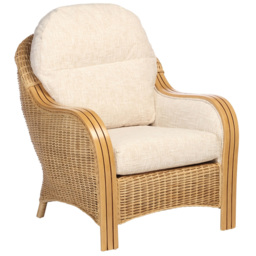 Desser Furniture Centurion Natural Rattan and Cotton Cream Chair - Size: 104 x 80 x 97cm - Brown - Wilko - thumbnail 3