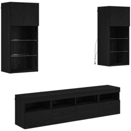 vidaXL LED Black Oak TV Wall Unit - Size: 90 x 40.5 x 30cm - Wilko - thumbnail 3