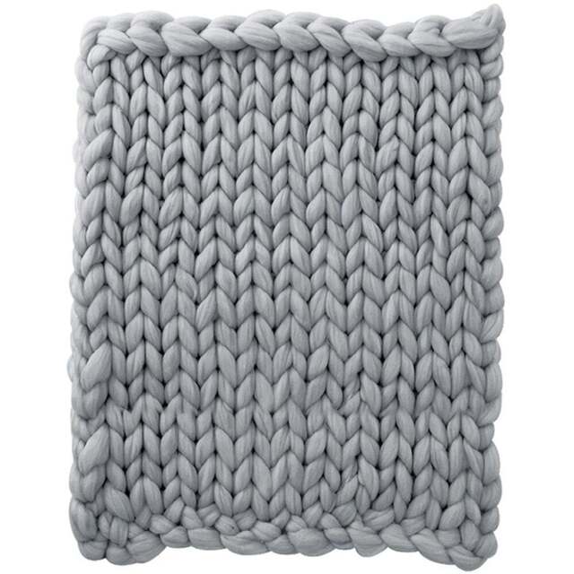 Living and Home Grey Chunky Knit Throw Handwoven Blanket - Wilko - image 1