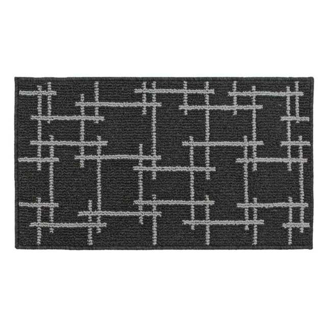JVL Vector Black Indoor Machine Washable Doormat 40 x 70cm - JVL Homewares - Wilko - image 1