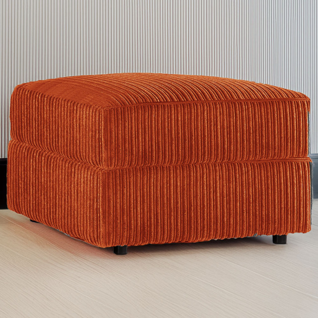 Luxor Orange Jumbo Cord Footstool - Size: 45 x 55 x 55cm - Wilko - image 1