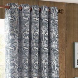 furn. Winter Woods Midnight Animal Chenille Eyelet Curtains 229 x 183cm - Size: W 229 x D 183cm - Blue - Wilko - thumbnail 5