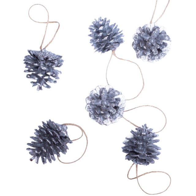 St Helens Silver Hanging Pinecones Ornaments 6 Pack - Size: 150 x 55 x 55cm - Wilko - image 1