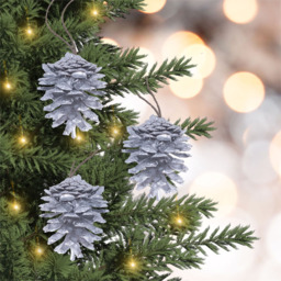 St Helens Silver Hanging Pinecones Ornaments 6 Pack - Size: 150 x 55 x 55cm - Wilko - thumbnail 3