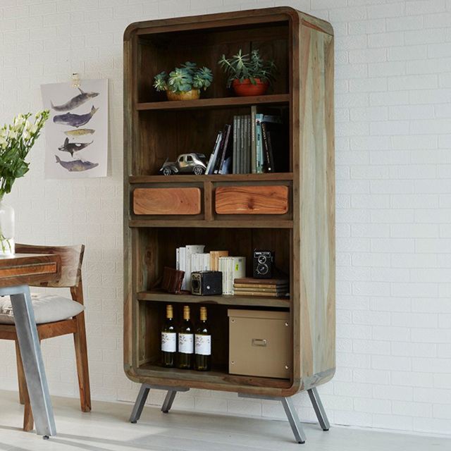 Brooklyn 2 Drawer 4 Shelf Hardwood Bookcase - Brown - Wilko - image 1