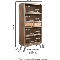 Brooklyn 2 Drawer 4 Shelf Hardwood Bookcase - Brown - Wilko - thumbnail 6
