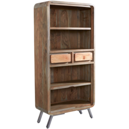 Brooklyn 2 Drawer 4 Shelf Hardwood Bookcase - Brown - Wilko - thumbnail 3