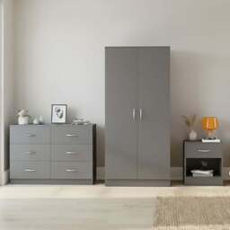 VIDA DESIGNS Riano Grey 3 Piece Bedroom Furniture Set - Wilko