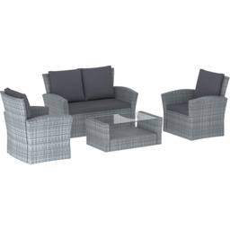 Garden Vida Mylor 4 Seater Grey Rattan Lounge Set - Wilko - thumbnail 3