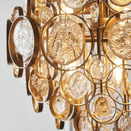 Merano Carbonia Antique Gold and Amber Glass 6 Light Pendant Ceiling Light - Size: 46 x 46 x 162cm - Wilko - thumbnail 5
