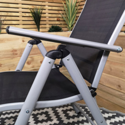 Samuel Alexander Black and Silver Multi Position Reclining Garden Chair - Size: 1 Seater - Grey - Wilko - thumbnail 4