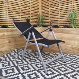 Samuel Alexander Black and Silver Multi Position Reclining Garden Chair - Size: 1 Seater - Grey - Wilko - thumbnail 6
