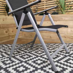Samuel Alexander Black and Silver Multi Position Reclining Garden Chair - Size: 1 Seater - Grey - Wilko - thumbnail 5