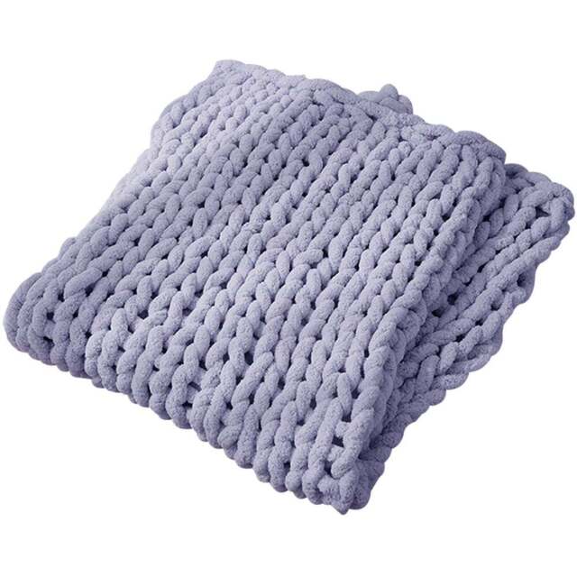 Living and Home Grey Hand Woven Chenille Blanket for Couch and Bed 120cm - Wilko - image 1