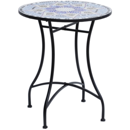 Outsunny Blue and White Mosaic Round Bistro Coffee Side Table - Size: 60 x 60 x 71cm - Wilko - thumbnail 3