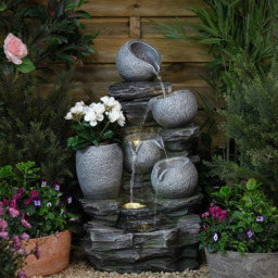 Garden Gear Serenity River Rock Cascading Pots and Planter Water Feature with LED Light - Size: 76 x 46 x 43cm - Grey - Wilko - thumbnail 3