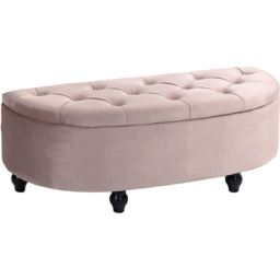 HOMCOM Pink Tufted Semi Circle Bed End Ottoman Bench - Size: 33.5 x 47 x 122cm - Wilko - thumbnail 3